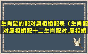 生肖鼠的配对属相婚配表（生肖配对属相婚配十二生肖配对,属相婚姻）