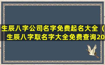 生辰八字公司名字免费起名大全（生辰八字取名字大全免费查询2023）