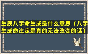 生辰八字命生成是什么意思（八字生成命注定是真的无法改变的话）