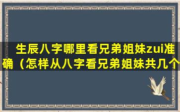 生辰八字哪里看兄弟姐妹zui准确（怎样从八字看兄弟姐妹共几个,排行）