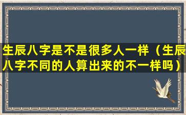 生辰八字是不是很多人一样（生辰八字不同的人算出来的不一样吗）