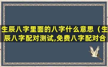 生辰八字里面的八字什么意思（生辰八字配对测试,免费八字配对合婚）