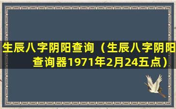 生辰八字阴阳查询（生辰八字阴阳查询器1971年2月24五点）