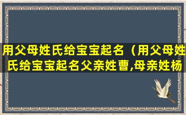 用父母姓氏给宝宝起名（用父母姓氏给宝宝起名父亲姓曹,母亲姓杨）