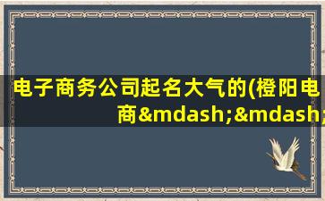 电子商务公司起名大气的(橙阳电商——给你全新的电子商务体验)