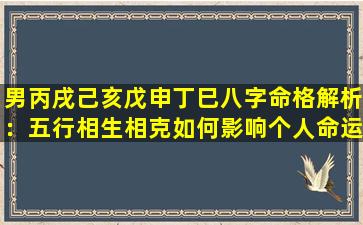 男丙戌己亥戊申丁巳八字命格解析：五行相生相克如何影响个人命运