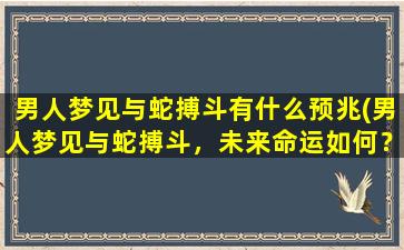 男人梦见与蛇搏斗有什么预兆(男人梦见与蛇搏斗，未来命运如何？)