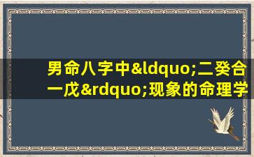 男命八字中“二癸合一戊”现象的命理学解析与影响