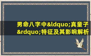 男命八字中“真童子”特征及其影响解析