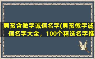 男孩含微字诚信名字(男孩微字诚信名字大全，100个精选名字推荐，让宝宝从小树立正确价值观！)