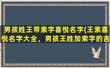 男孩姓王带索字喜悦名字(王索喜悦名字大全，男孩王姓加索字的吉祥名字推荐)