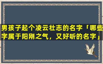 男孩子起个凌云壮志的名字「哪些字属于阳刚之气，又好听的名字」