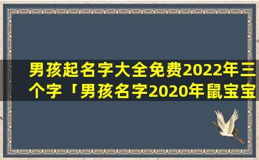 男孩起名字大全免费2022年三个字「男孩名字2020年鼠宝宝」