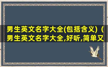 男生英文名字大全(包括含义)（男生英文名字大全,好听,简单又帅气!）