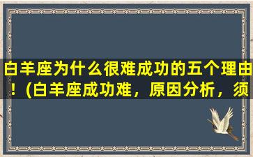 白羊座为什么很难成功的五个理由！(白羊座成功难，原因分析，须知五大点)