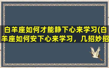 白羊座如何才能静下心来学习(白羊座如何安下心来学习，几招妙招帮你稳住心神)