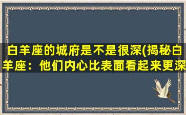 白羊座的城府是不是很深(揭秘白羊座：他们内心比表面看起来更深。)