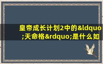 皇帝成长计划2中的“天命格”是什么如何影响游戏进程