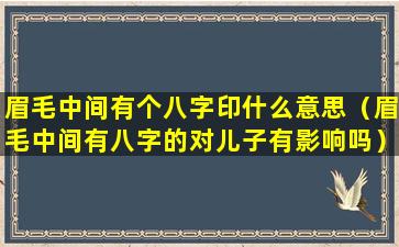 眉毛中间有个八字印什么意思（眉毛中间有八字的对儿子有影响吗）