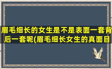 眉毛细长的女生是不是表面一套背后一套呢(眉毛细长女生的真面目：表里不一还是误解？)