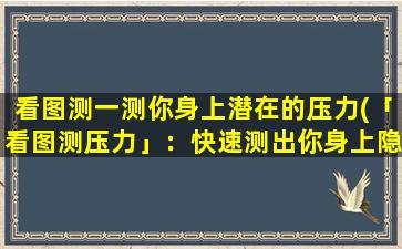 看图测一测你身上潜在的压力(「看图测压力」：快速测出你身上隐藏的压力源！)