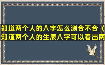 知道两个人的八字怎么测合不合（知道两个人的生辰八字可以看出两个人合不合适）