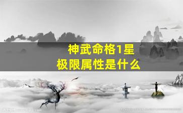 神武命格1星极限属性是什么