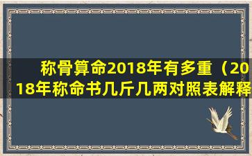 称骨算命2018年有多重（2018年称命书几斤几两对照表解释）