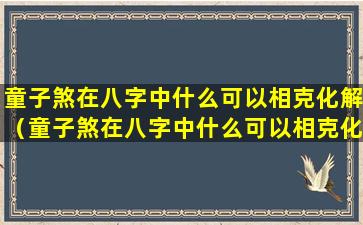 童子煞在八字中什么可以相克化解（童子煞在八字中什么可以相克化解呢）