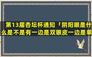 第13届杏坛杯通知「阴阳眼是什么是不是有一边是双眼皮一边是单眼皮」