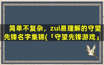 简单不复杂，zui易理解的守望先锋名字集锦(「守望先锋游戏」英雄名字大全-zui全面的英雄名字集锦)