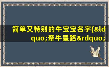 简单又特别的牛宝宝名字(“牵牛星路”——一个与牛宝宝有关的故事)