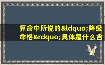 算命中所说的“降级命格”具体是什么含义