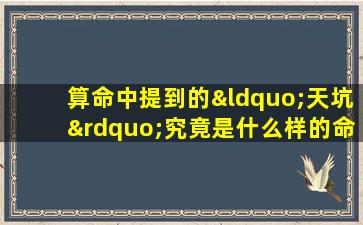 算命中提到的“天坑”究竟是什么样的命格