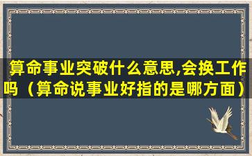 算命事业突破什么意思,会换工作吗（算命说事业好指的是哪方面）