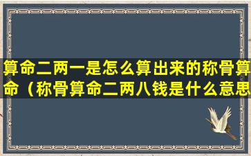 算命二两一是怎么算出来的称骨算命（称骨算命二两八钱是什么意思呢）