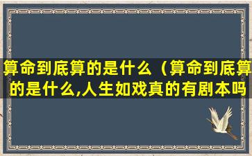 算命到底算的是什么（算命到底算的是什么,人生如戏真的有剧本吗）