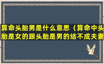 算命头胎男是什么意思（算命中头胎是女的跟头胎是男的结不成夫妻吗）