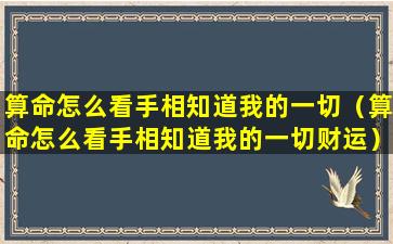 算命怎么看手相知道我的一切（算命怎么看手相知道我的一切财运）