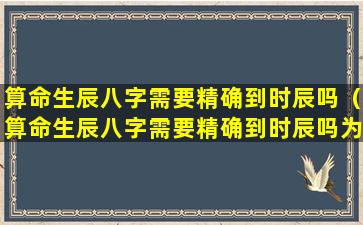 算命生辰八字需要精确到时辰吗（算命生辰八字需要精确到时辰吗为什么）