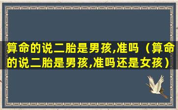 算命的说二胎是男孩,准吗（算命的说二胎是男孩,准吗还是女孩）