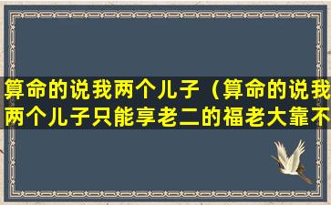 算命的说我两个儿子（算命的说我两个儿子只能享老二的福老大靠不上啥意思）