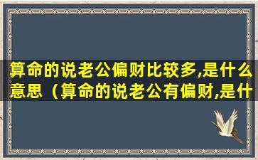 算命的说老公偏财比较多,是什么意思（算命的说老公有偏财,是什么意思）