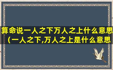 算命说一人之下万人之上什么意思（一人之下,万人之上是什么意思）