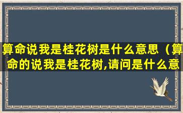 算命说我是桂花树是什么意思（算命的说我是桂花树,请问是什么意思）