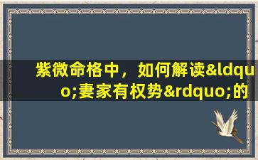 紫微命格中，如何解读“妻家有权势”的特征