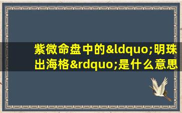 紫微命盘中的“明珠出海格”是什么意思