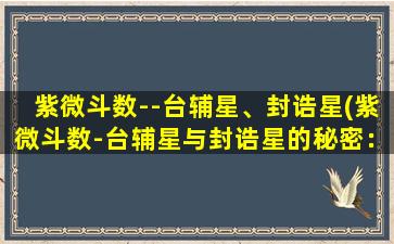 紫微斗数--台辅星、封诰星(紫微斗数-台辅星与封诰星的秘密：探讨它们在八字命盘中的作用与解析)