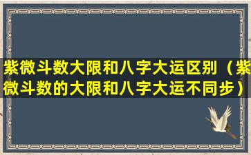 紫微斗数大限和八字大运区别（紫微斗数的大限和八字大运不同步）