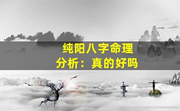 纯阳八字命理分析：真的好吗